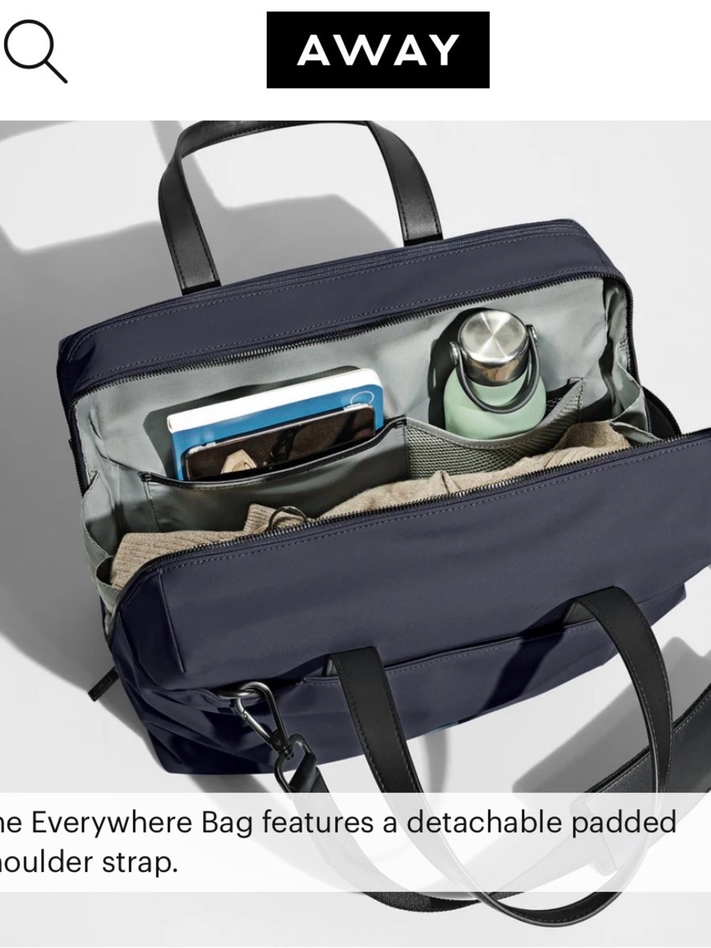 Away Everywhere Black Duffel Bag with Shoulder Strap - Picture 2 of 12